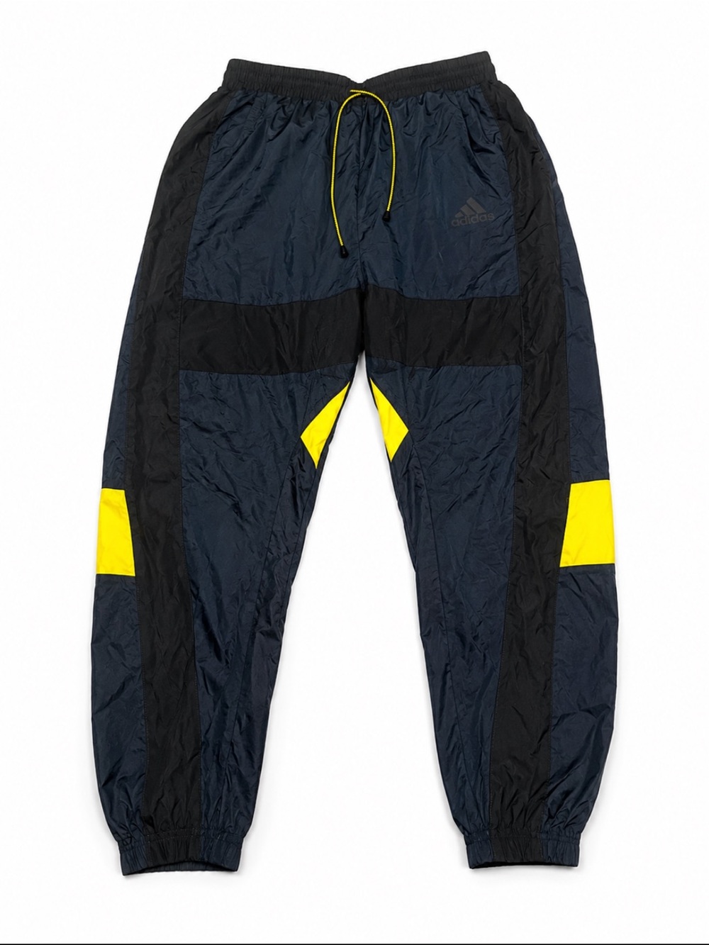 Adidas Men’s Black & Yellow Colorblock Windbreaker Track Pants Joggers Size M